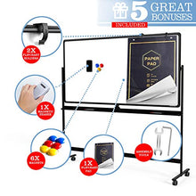 Load image into Gallery viewer, Large Mobile Rolling Magnetic Whiteboard - 48 x 32 Inches Height Adjust Double Sides Portable White Board on Wheels, Dry Erase Board Easel with Stand for Office, Home &amp; Classroom
