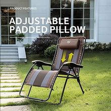 Load image into Gallery viewer, TIMBER RIDGE Oversized Zero Gravity Chair, Folding Patio Lounge Chair with Adjustable Headrest, XL Padded Reclining Lawn Chair with Cup Holder for Outdoor Garden, Support up to 350lbs(Brown)
