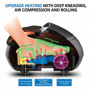 RENPHO Foot Massager Machine with Remote, Upgraded Full Cover Heat, Shiatsu Deep Kneading, Multi-Level Settings, Delivers Relief for Tired Muscles and Plantar Fasciitis, Fits up to US Men Feet Size 12