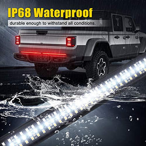 SUPAREE 5FT LED Triple Tailgate Light Bar Plug-and-Play with 4-Way Flat Connector Wire - Amber Sequential Turn Signal Red Brake/Running, White Reverse Lights for Pickup Truck