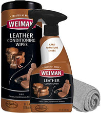 Load image into Gallery viewer, Weiman Leather Cleaner &amp; Conditioner Care Kit | Non-Toxic Restores Leather Surfaces | Ultra Violet Protectants Help Prevent Cracking or Fading of Leather Furniture, Car Seats, Shoes
