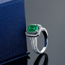 Load image into Gallery viewer, Gem Stone King 925 Sterling Silver Green Simulated Emerald Women&#39;s Wedding Engagement Ring (2.78 Ct Emerald Cut (Size 9)

