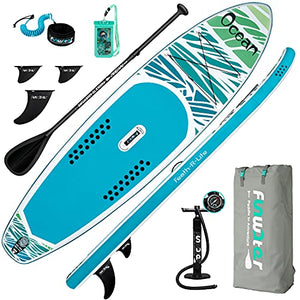 FEATH-R-LITE Inflatable Stand Up Paddle Board 10'5''x33''x6'' Ultra-Light (18.9lbs) ISUP with Paddleboard Accessories,Fins,Adjustable Paddle, Pump,Backpack, Leash, Waterproof Phone Bag