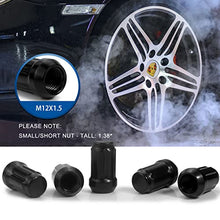Load image into Gallery viewer, GAsupply 20pcs Black 12x1.5 Lug Nuts, Closed End Acorn Spline Tuner Lug Nuts 1.38" Tall 3/4" Hex Conical/Cone Seat for Aftermarket Wheels, Pack of 20+1 Socket Key
