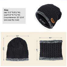 Load image into Gallery viewer, VBIGER 2-Pieces Winter Beanie Scarf Set Warm Hat Thick Knit Skull Cap for Men Women, One Size Black
