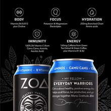 Load image into Gallery viewer, ZOA Zero Sugar Energy Drinks 16 Fl Oz, Super Berry (Pack of 12) - 160mg Natural Caffeine, Supports Healthy Immunity, Boosts Focus &amp; Hydration
