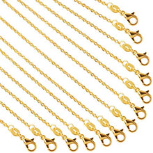 Load image into Gallery viewer, SANNIX 50 Pack Gold Plated Necklace Chains Cable Chain Necklace Bulk for Jewelry Making Supplies, 18 Inches

