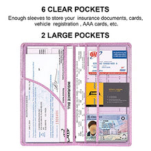 Load image into Gallery viewer, Car Registration and Insurance Holder, Vehicle Glove Box Car Organizer Men Women Wallet Accessories Case with Magnetic Shut for Cards, Essential Document, Driver License by Cacturism, Bling Pink
