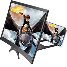 Load image into Gallery viewer, Cinyiuze 12&#39;&#39; 3D Curved Screen Magnifier for Mobile Phone, HD Magnifier Projector Screen Enlarger for Videos, Movies, Games, Foldable Phone Stand with Screen Amplifier, Compatible with All Smartphones
