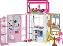 Load image into Gallery viewer, Barbie Dollhouse with 2 Levels &amp; 4 Play Areas, Fully Furnished House with Pet Puppy &amp; Accessories, Gift for Kids 3 Years Old and Up
