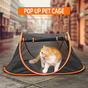 porayhut Mispace Portable Indoor/Outdoor Pet Cage/Pet Tent-Pop Up Cat Crate,Foldable Kennel,Comfy Puppy House-Washable Fabric Cover, with Portable Carry Bag & Two Stakes