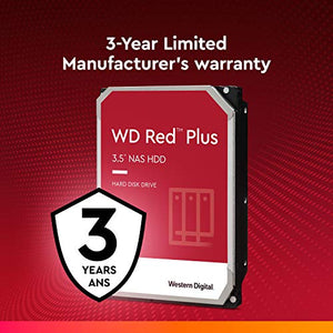 Western Digital 8TB WD Red Plus NAS Internal Hard Drive HDD - 5640 RPM, SATA 6 Gb/s, CMR, 128 MB Cache, 3.5" - WD80EFZZ
