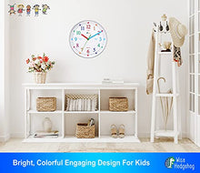 Load image into Gallery viewer, WISE HEDGEHOG Telling Time Teaching Clock, Silent Non Ticking Analog Battery Operated Learning Clock for Kids, Perfect Room &amp; Wall Decor for School Classrooms, Playrooms and Kids Bedrooms
