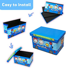 Load image into Gallery viewer, Folding Storage Ottoman Stool Foldable Storage Box Soft Cartoon Toy Large Capacity Bench for Kids Clothes and Books Container with Removable Pu Leather Lid | 402525cm (Blue)

