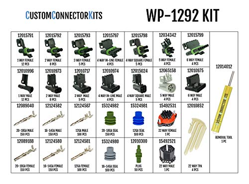 Load image into Gallery viewer, Weather Pack Pro Kit WP-1292 With Bulkhead Kit and Pro Crimp Tool: Sealed Weatherproof Automotive Electrical Connectors 20-12 Gauge 1292 Piece Kit With Bulkhead Connectors & 12014254 Crimp Tool