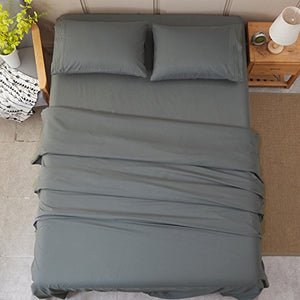 SONORO KATE Bed Sheet Set Super Soft Microfiber 1800 Thread Count Luxury Egyptian Sheets Fit 18 - 24 Inch Deep Pocket Mattress Wrinkle and Hypoallergenic-4 Piece (Dark Grey, Queen)