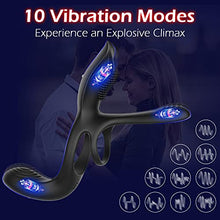 Load image into Gallery viewer, Vibrator for Couple, 3 in 1 Vibrating Cock Ring with 10 Modes, Men's Penis Rings Vibrators, Perineum Mens Vibrator, G spot, Clitorals Stimulator for Women, Sex Novelties, Adult Sex Toys &amp; Games
