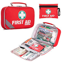 Load image into Gallery viewer, 2-in-1 First Aid Kit (215 Piece) + Bonus 43 Piece Mini First Aid Kit -Includes Eyewash, Ice(Cold) Pack, Moleskin Pad and Emergency Blanket for Travel, Home, Office, Car, Workplace
