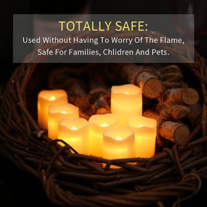 Flameless Votive Candles,Flameless Flickering Electric Fake Candle,Pack of 24,Battery Operated LED Tea Lights in Warm White for Wedding,Table,Festival Celebration,Halloween,Christmas Decorations