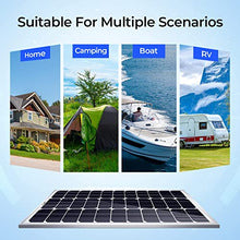 Load image into Gallery viewer, BougeRV 9BB 100 Watts Mono Solar Panel,21.9% High Efficiency Half-Cut Cells Monocrystalline Technology Work with 12 Volts Charger for RV Camping Home Boat Marine Off-Grid.

