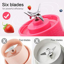 Load image into Gallery viewer, Portable Blender, Smoothie Blenders, Personal Size Blender USB Rechargeable Smoothies and Shakes Juicer Cup, 4000mAh Battery Strong Power Pink
