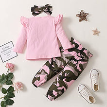 Load image into Gallery viewer, Toddler Girl Clothes Long Sleeve Ruffle Top + Camouflage Pant Sets Toddler Girl Fall Winter Outfits

