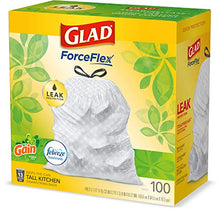 Load image into Gallery viewer, Glad ForceFlex Tall Kitchen Drawstring Trash Bags, 13 Gal, 100 Ct (Package May Vary)
