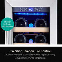 Load image into Gallery viewer, Kalamera Mini Fridge 18 Bottle - 12 inch Wine Cooler Refrigerator, Built-in or Freestanding, with Stainless Steel &amp; Double-Layer Tempered Glass Door, and Temperature Memory Function Wine Fridge
