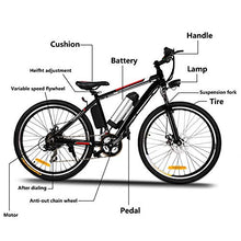 Load image into Gallery viewer, Hicient Electric Bike Electric Bicycle for Adult 26&#39;&#39; Electric Mountain Bike 250W Ebike 21 Speed Gear with Removable Lithium Battery and Battery Charger (Dark Black)
