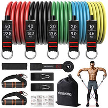 Load image into Gallery viewer, RENRANRING Resistance Bands Set, Exercise Bands with Stackable Workout Bands, Door Anchor Attachment, Handles, Legs Ankle Straps, Carry Bag for Fitness
