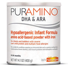 Load image into Gallery viewer, PurAmino Hypoallergenic Baby Formula Powder for Severe Food Allergies, 14.1 Oz - Omega 3 Dha, Probiotics, Iron, Immune Support
