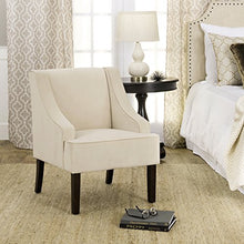 Load image into Gallery viewer, HomePop Velvet Swoop Arm Accent Chair, Cream
