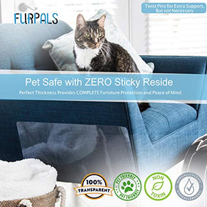 FurPals Furniture Protector from Cats, Anti Cat Scratch Deterrent Tape, Clear Double Sided Training Tape, Couch Protector from Scratching, 4 XL (17 in by 12 in) & 4 Large (18 in by 9 in) Plus Extras