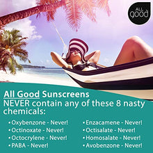 Load image into Gallery viewer, All Good Sport Mineral Face &amp; Body Sunscreen - UVA/UVB Broad Spectrum, Water Resistant, Coral Reef Friendly, Gluten-Free - SPF 30 16 oz Pump, SPF 30 Sport Spray, SPF 50 Sport Butter Stick
