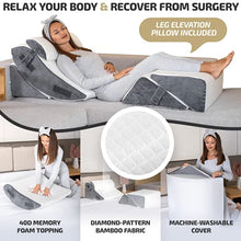 Load image into Gallery viewer, Luxone 5 Pcs Adjustable Relaxing System w/ Leg Elevation Pillow - Perfect Orthopedic Pillow Set for After Surgery - Memory Foam Bed Wedge Pillows for Back Support, Pain Relief &amp; Post Surgery Recovery

