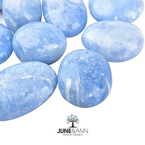 June&Ann Natural Celestite Palm Stones, Healing Gemstone Therapy Worry Crystal Stones for Meditation Chakra Balancing Collection, Irregular Shape