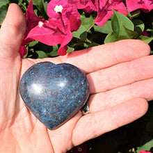 Load image into Gallery viewer, Zenergy Gems Selenite Charged Hand-Carved Natural Blue Kyanite Ruby Pocket Puffy Heart / Palm Heart / Worry Stone + Selenite Heart Charging Crystal [Included]
