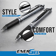 Load image into Gallery viewer, Pentel Gel Ink Pen, EnerGel RTX Gel Pens, 0.7 mm Metal Tip, Black/Silver Barrel, Blue Ink, 12 Each (BL77-C)
