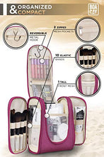Load image into Gallery viewer, Premium Hanging Travel Toiletry Bag for Women and Men, Hygiene Bag, Bathroom and Shower Organizer Kit with Elastic Band Holders for Toiletries, Cosmetics, Makeup, Brushes
