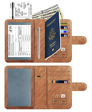 Load image into Gallery viewer, Passport and Vaccine Card Holder Combo Passport Holder Cover Wallet Case Leather Travel Wallet Rfid Blocking for Men Women (2#Brown)
