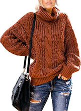 Load image into Gallery viewer, FARYSAYS Women's Warm Turtleneck Oversized Sweaters Long Sleeve Pullover Loose Chunky Knit Jumper Brown Large
