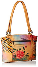 Load image into Gallery viewer, Anna by Anuschka womens Organizer Tote Bag - Leather, Hand-painted Original Artwork Genuine Leather, Antique Rose Safari, One Size US
