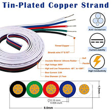 Load image into Gallery viewer, FSJEE 12MM 5PIN RGBW LED Strip Connector Kit with 16.4FT Extension Cable,4PCS Gapless Connectors,5 pin Male Connector Wire Cable,L-Shape Connectors,Strip to Strip Jumpers for 5050 RGBW LED Strip Light
