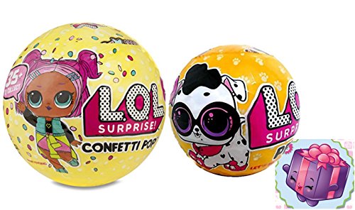 L.O.L. Surprise! Confetti Pop Series 3 Wave 1 with LOL Surprise Pets Series 3 Wave 2 Unwrapping Toy Doll Bundle and Shopkins Gift Sticker