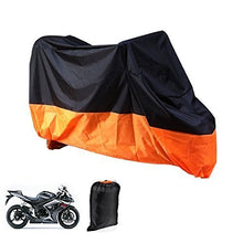 Load image into Gallery viewer, Motorcycle Cover Lance Home Motorbike Waterproof Dustproof Outdoor Cover Black&amp;Orange for Honda Kawasaki Suzuki Yamaha Harley Davidson (XL, 245x105x125cm)
