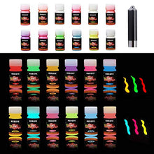 Load image into Gallery viewer, HXDZFX Glow in The Dark Paint UV Paint(Set of 12 Bottles 20g. Each) Safe Non-Toxic for Slime,Nails,Epoxy Resin,Acrylic Paint,Halloween,Fine Art and DIY Crafts
