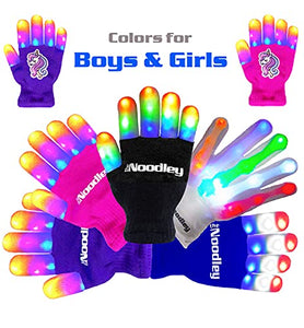 The Noodley Kids Toys for Boys LED Light Up Gloves Sensory Toy for Autistic Children Cosplay Halloween Costume Stocking Stuffers Ages 4 5 6 7 (Small, Black)