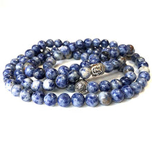 Load image into Gallery viewer, 108 Bead Sodalite Gemstone 8mm Mala Beads - Yoga Meditation Mala Bracelet Necklace - Intuition Stone
