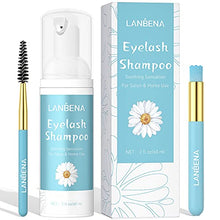 Load image into Gallery viewer, Eyelash Extension Cleanser, LANBENA Lash Shampoo, Eyelash Extension Shampoo, Lash Cleanser for Extensions, Lash Foam Cleanser, Chamomile Eyelash Cleaner, Paraben &amp; Sulfate &amp; Oil Free for Salon and Home Use (60ml 2 Fl Oz )

