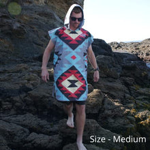 Load image into Gallery viewer, Cor Surf Poncho Changing Towel Robe with Hood and Front Pocket, Made of Quick Dry Microfiber (Medium, Tribal-Tech)
